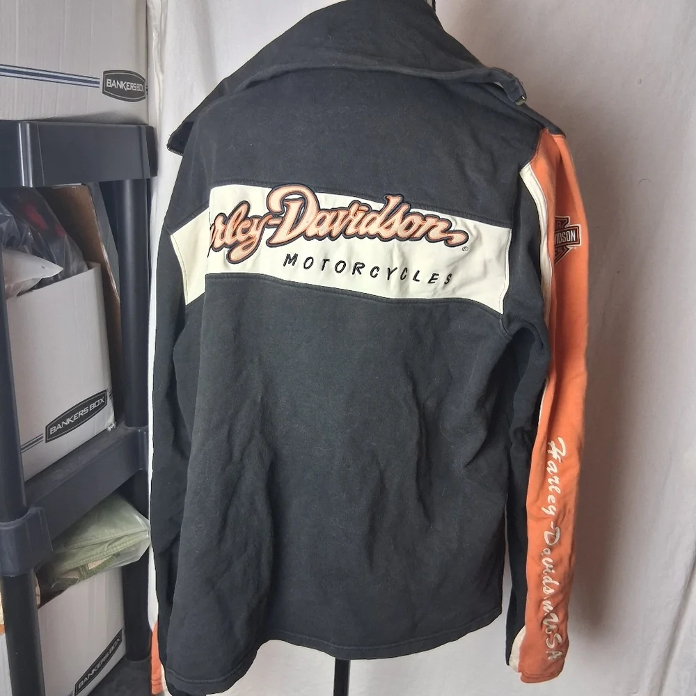 Harley Davidson Black and Orange Zip-Up Jacket XL - Picture 7 of 10